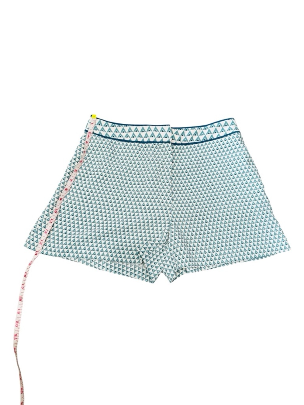 H&M Teal Geometric Print Tailored Shorts High Waist Flat Front Size 8 EU 38 - Picture 7 of 10